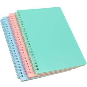 Spiral Notebook, 3 Pcs A5 Thick Plastic Hardcover 8mm Ruled 3 Color 80 Sheets -160 Pages Journals for Study and Notes (Light Pink,Light Green,Light Blue, A5 5.7" x 8.3"-Ruled)