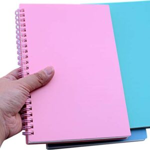 Spiral Notebook, 3 Pcs A5 Thick Plastic Hardcover 8mm Ruled 3 Color 80 Sheets -160 Pages Journals for Study and Notes (Light Pink,Light Green,Light Blue, A5 5.7" x 8.3"-Ruled)