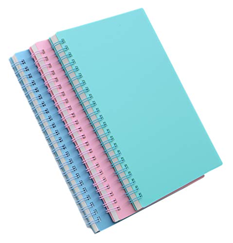 Spiral Notebook, 3 Pcs A5 Thick Plastic Hardcover 8mm Ruled 3 Color 80 Sheets -160 Pages Journals for Study and Notes (Light Pink,Light Green,Light Blue, A5 5.7" x 8.3"-Ruled)