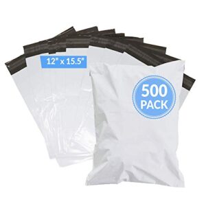 reli. poly mailers 12×15.5 | 500 pcs bulk | shipping envelopes/shipping bags | white packaging bags for shipping | non-padded polymailers, self sealing mailing bags for clothing, bulk (white)