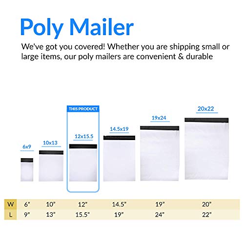 Reli. Poly Mailers 12x15.5 | 500 Pcs Bulk | Shipping Envelopes/Shipping Bags | White Packaging Bags for Shipping | Non-Padded Polymailers, Self Sealing Mailing Bags for Clothing, Bulk (White)