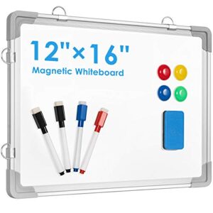 small white board dry erase for wall, arcobis 12″ x 16″ magnetic hanging double-sided whiteboard, portable mini white board for kids drawing, kitchen grocery list, cubicle planning memo board