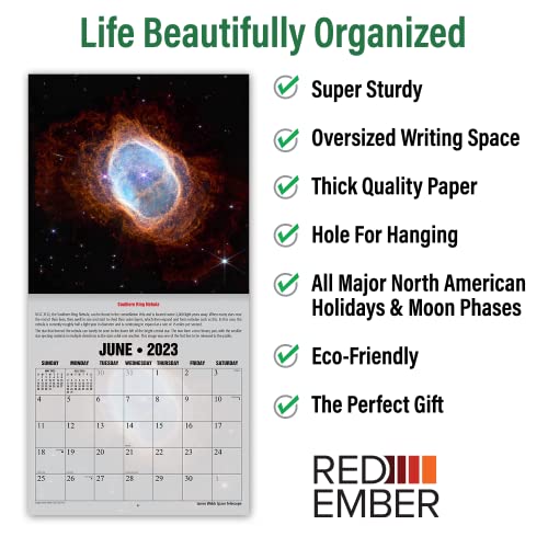 RED EMBER James Webb Space Telescope 2023 Hangable Monthly Wall Calendar |12" x 24" Open | Thick & Sturdy Paper | Giftable | Outer Space Universe NASA