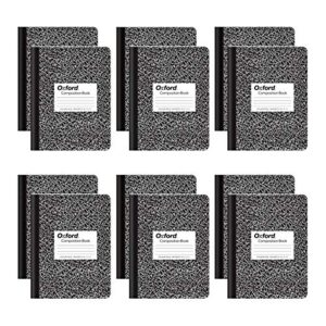 oxford composition notebooks, college ruled paper, 9-3/4″ x 7-1/2″, black marble covers, 100 sheets, 12 per pack (63796)