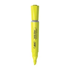 BIC Brite Liner Highlighter with Rubber Grip, Chisel Tip, Assorted, Pack of 4 - BLMGP41-A-AST