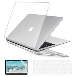 eoocoo compatible with macbook air 13 inch case 2021 2020 2019 2018 m1 a2337 a2179 a1932 with retina display touch id，case + tpu keyboard skin cover + screen protector – crystal clear