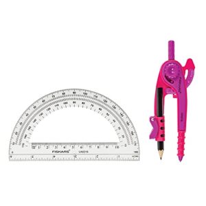 Fiskars Geometry Set, Compass and Protractor Set, Color Received May Vary