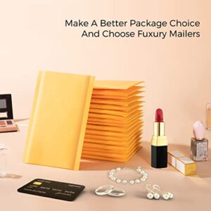 Fuxury Kraft Bubble Mailer 4x8 Inch 50 Pack，Strong Adhesion Padded Envelopes ,Self Seal Bubble Envelopes, Waterproof Cushioned Bubble Mailers Packaging for Small Business，Bulk #000 Yellow