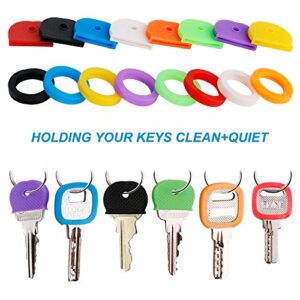 32PCS Key Caps Covers Tags, Key Cap Key Ring Combination Key Identifier Label ID Perfect Coding System to Identify Your Key in 2 Different Style 8 Assorted Colors