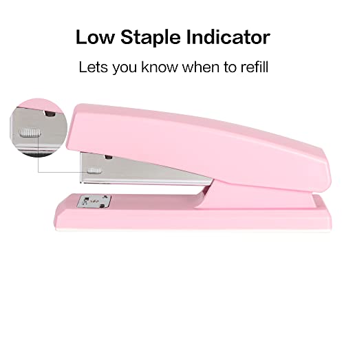 Deli Stapler, Desktop Staplers with 640 Staples, Office Stapler, 25 Sheet Capacity, Pink