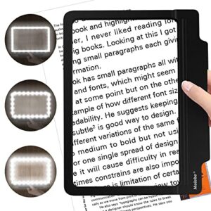 4x magnifying glass with 36 adjustable led lights provide full-page viewing area evenly lit perfect for low vision person and seniors