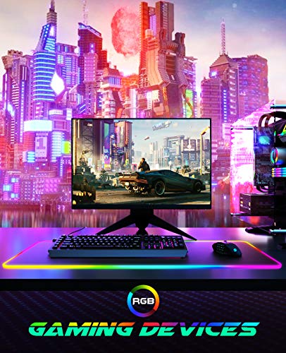 RGB Gaming UtechSmart Large Extended Soft Led Mouse Pad with 14 Lighting Modes 2 Brightness Levels, Computer Keyboard Mousepads Mat 800 x 300mm / 31.5×11.8 inches