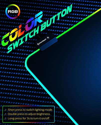 RGB Gaming UtechSmart Large Extended Soft Led Mouse Pad with 14 Lighting Modes 2 Brightness Levels, Computer Keyboard Mousepads Mat 800 x 300mm / 31.5×11.8 inches