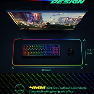 RGB Gaming UtechSmart Large Extended Soft Led Mouse Pad with 14 Lighting Modes 2 Brightness Levels, Computer Keyboard Mousepads Mat 800 x 300mm / 31.5×11.8 inches