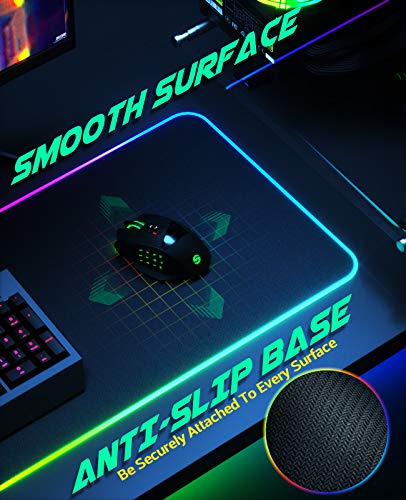 RGB Gaming UtechSmart Large Extended Soft Led Mouse Pad with 14 Lighting Modes 2 Brightness Levels, Computer Keyboard Mousepads Mat 800 x 300mm / 31.5×11.8 inches