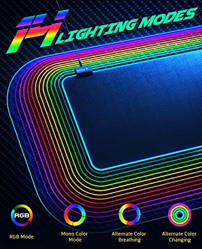 RGB Gaming UtechSmart Large Extended Soft Led Mouse Pad with 14 Lighting Modes 2 Brightness Levels, Computer Keyboard Mousepads Mat 800 x 300mm / 31.5×11.8 inches