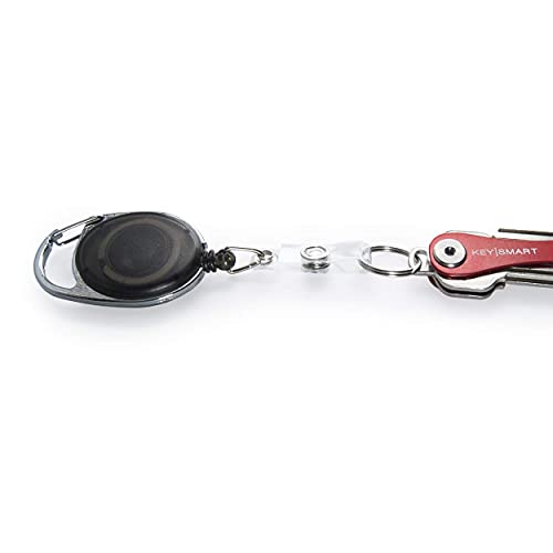 KeySmart Retractable Carabiner - Belt Clip Key Ring and Snap Badge Reel (1-Pack) - Multipurpose and Durable Badge Holder/Carabiner