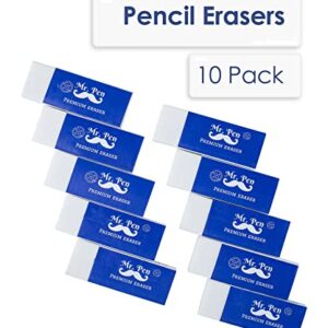 Mr. Pen Pencil Erasers, White, Large, Pack of 10