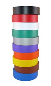 tradegear electrical tape assorted matte rainbow colors – 10 pk waterproof, flame retardant, strong rubber based adhesive, ul listed – rated for max. 600v and 80oc use –measures 60’ x 3/4″ x 0.07″