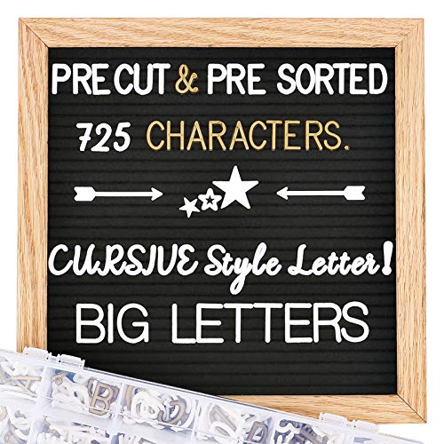 Felt Letter Board with Letters, Pre Cut & Sorted 725 Letters, First Day of School Board, 10x10 Inch Changeable Letter Boards Message Board, Classroom Decor Farmhouse Wall Decor Sign Board, Baby Announcements