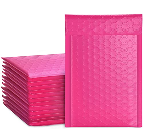 Metronic 4x8 Inch Bubble Mailer 50 Pack, Pink Bubble Mailers, Waterproof Self Seal Adhesive Shipping Bags, Cushioning Padded Envelopes for Shipping, Mailing, Packaging, Bulk #000