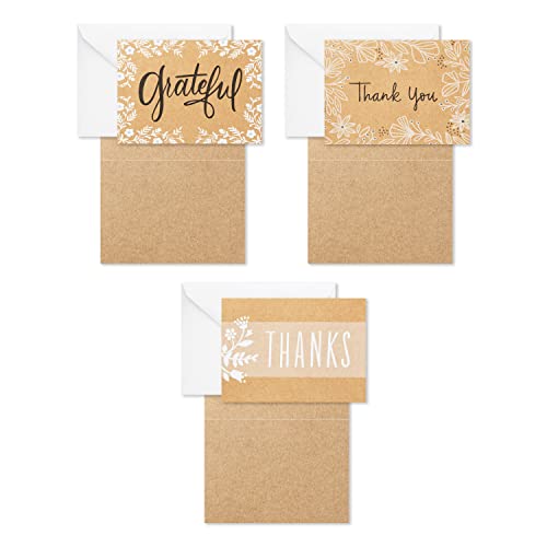 Hallmark Thank You Cards Assortment, Rustic Kraft (48 Thank You Notes with Envelopes), Grey (5STZ1160)