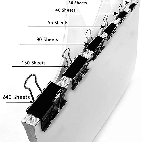 SANNIX 110 PCS Binder Clips Assorted Sizes, X Large, Large, Medium, Small, Mini and Micro, Binder Clips Paper Clamps for Office Home School