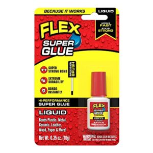 flex super glue liquid, clear, 10 gram brush-on bottle, (pack of 1)