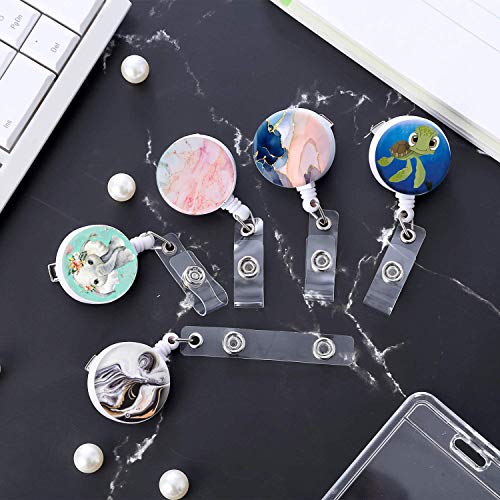 Retractable Badge Holders, Cute Nursing Badge Reel, Badge Clip ID Card Holders (3pack Pretty Marble)