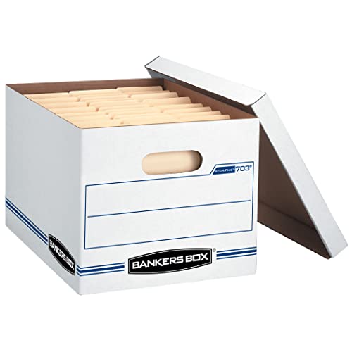 Bankers Box STOR/FILE Storage Boxes, Standard Set-Up, Lift-Off Lid, Letter/Legal, 4 Pack (0070308)