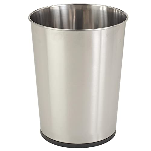 5 Liter Small Wastebasket | 11 Inches Height | Round Open Top | Trash Can | Bathroom | Bedroom | Kitchen | Dorm | Office | Disposal Waste Bin | Garbage Container | Stainless Steel