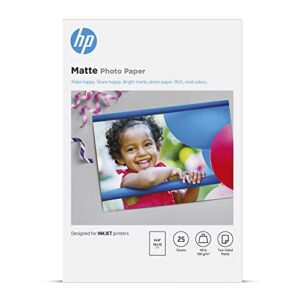 hp matte photo paper, 4×6 in, 25 sheets (6qh46a)
