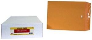 school smart – 85046 kraft envelope with clasp, 10 x 13 inches, pack of 100