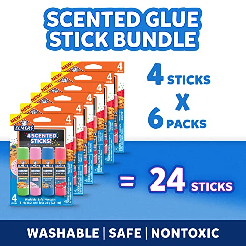 Elmer’s Scented Glue Sticks, Washable, Clear, Assorted Scents, 6 Grams, 6 Packs of 4 (24 Total Count)