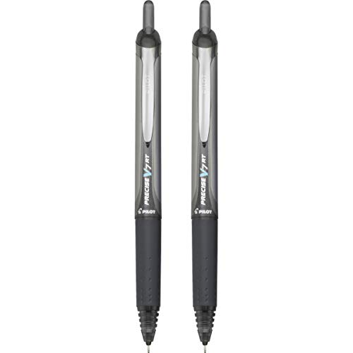 PILOT Precise V7 RT Refillable & Retractable Liquid Ink Rolling Ball Pens, Fine Point (0.7mm) Black Ink, 2-Pack (26056)