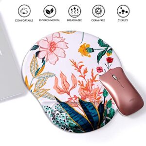 HODYXIN Ergonomic Mouse Pad with Wrist Support,Cute Mouse Pad with Wrist Rest,Comfortable Mouse Pad for Home Office Gaming Working Computers Laptop,Pain Relief with Non-Slip PU Base (Creamy White)