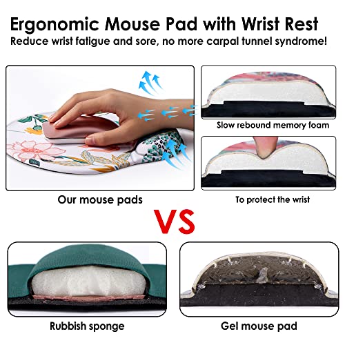 HODYXIN Ergonomic Mouse Pad with Wrist Support,Cute Mouse Pad with Wrist Rest,Comfortable Mouse Pad for Home Office Gaming Working Computers Laptop,Pain Relief with Non-Slip PU Base (Creamy White)