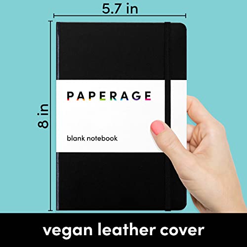 PAPERAGE Blank Journal Notebook, (Black), 160 Pages, Medium 5.7 inches x 8 inches - 100 GSM Thick Paper, Hardcover