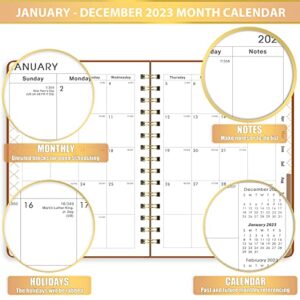 2023 Planner - Weekly & Monthly Planner 2023 from January - December 2023, 6.3" x 8.4", Monthly Tabs, Smooth Faux Leather & Flexible Hardcover with Twin-wire Binding, Brown, Perfect Life Assistant