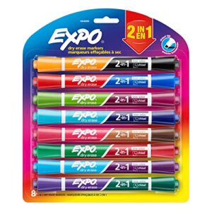 expo dry erase 2-in-1 markers, chisel tip, assorted, 8 count