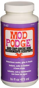 mod podge cs15063 waterbased sealer, glue & finish, 16 oz, hard coat, 16 ounce, clear, 16 fl oz