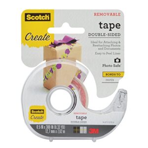 scotch tape double sided removable, 1/2 in x 300 in, 1/pack, removable and double sided (2002-cft)
