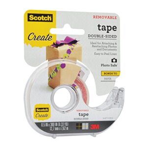 Scotch Tape Double Sided Removable, 1/2 in x 300 in, 1/Pack, Removable and Double Sided (2002-CFT)