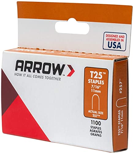 Arrow Heavy Duty T25 Round Crown Staples for Cable and Low Voltage Wiring, 1100 Pack, 7/16 Inch