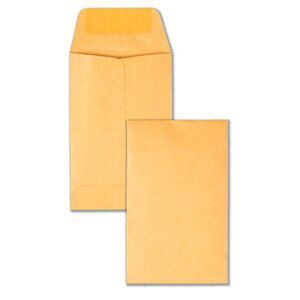 #1 Coin and Small Parts Envelope with Gummed Flap for Home or Office Use, 28 lb. Brown Kraft, 2-1/4 x 3-1/2, 500 per Box (50162)