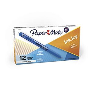 Paper Mate InkJoy Gel Pens, Medium Point, Pure Blue, 12 Count