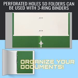 Two Pocket Portfolio Folders, 50-Pack, Green, Letter Size Paper Folders, by Better Office Products, 50 Pieces, Green