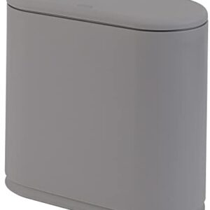 Sooyee 10 Liter Rectangular Plastic Trash Can Wastebasket with Press Type Lid,2.4 Gallon Garbage Container Bin for Bathroom,Powder Room,Bedroom,Kitchen,Craft Room,Office,(Gray)