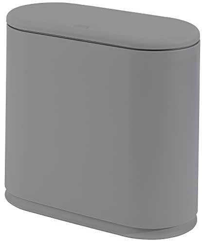 Sooyee 10 Liter Rectangular Plastic Trash Can Wastebasket with Press Type Lid,2.4 Gallon Garbage Container Bin for Bathroom,Powder Room,Bedroom,Kitchen,Craft Room,Office,(Gray)