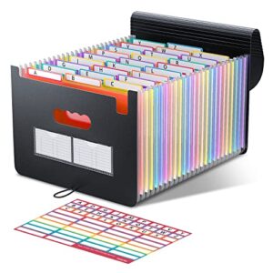 thinktex 26 pockets expanding file folder, a-z colorful tabs, monthly bill receipt documents organizer, larger capacity, letter/a4 size